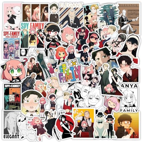 Image of 50+PCS Anime Spy X Family Stickers - Waterproof Vinyl Stickers for Laptop, Phone, Guitar & More | Anya, Loid, Yor, Fun Anime Collection