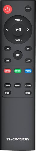 THOMSON SB402BT Bluetooth 5.0 200W Soundbar - Wireless - Black & Wood Design - USB, Optical, AUX, Wall Mount - 86cm - Remote Control - 5
