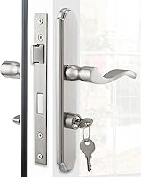 MaxxGeek Brushed Nickel Storm Door Handle Set with Keyed Deadbolt - Fits Pella, Andersen, Larson Mortise Locks