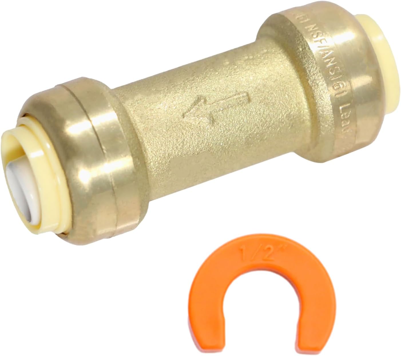 XFITTING Push Fit 1/2 Inch x 1/2 Inch Push Fit Check Valve with 1 clip, 28-4-3=5W.1C, 5 Pieces