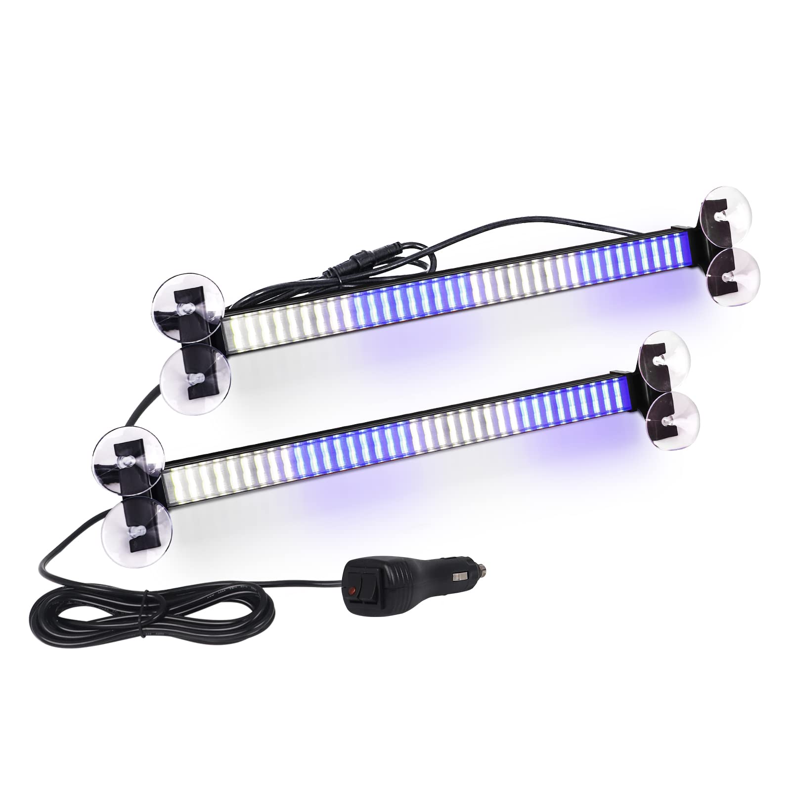 XRIDONSEN2 in 1 Emergency Strobe Traffic Advisor Light Bar 144 LED Warning Hazard Safety Interior Dash Windshield Lights for Firefighter Police Ambulance Vehicles Trucks (2x17.7 inch, Blue/White)