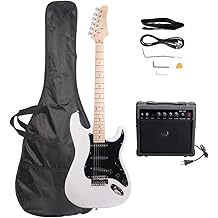 Guitare &eacute;lectrique 39 po Kit de d&eacute;marrage d&eacute;butant complet pleine taille avec 20 w Amp, w/Strap, Sac, Amplificateur de guitare, Fil d'alimentation, Plectrum, Tremolo Bar Noir