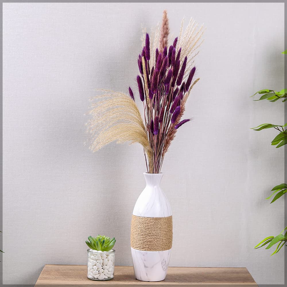Yahome Pack of 2 Natural Dried Flowers Rabbit Tail Grass Dried Flowers Spray Preserved Flower for Home Table Vase Centerpieces Holiday Ornament Dried Flowers For Decoration (Purple)