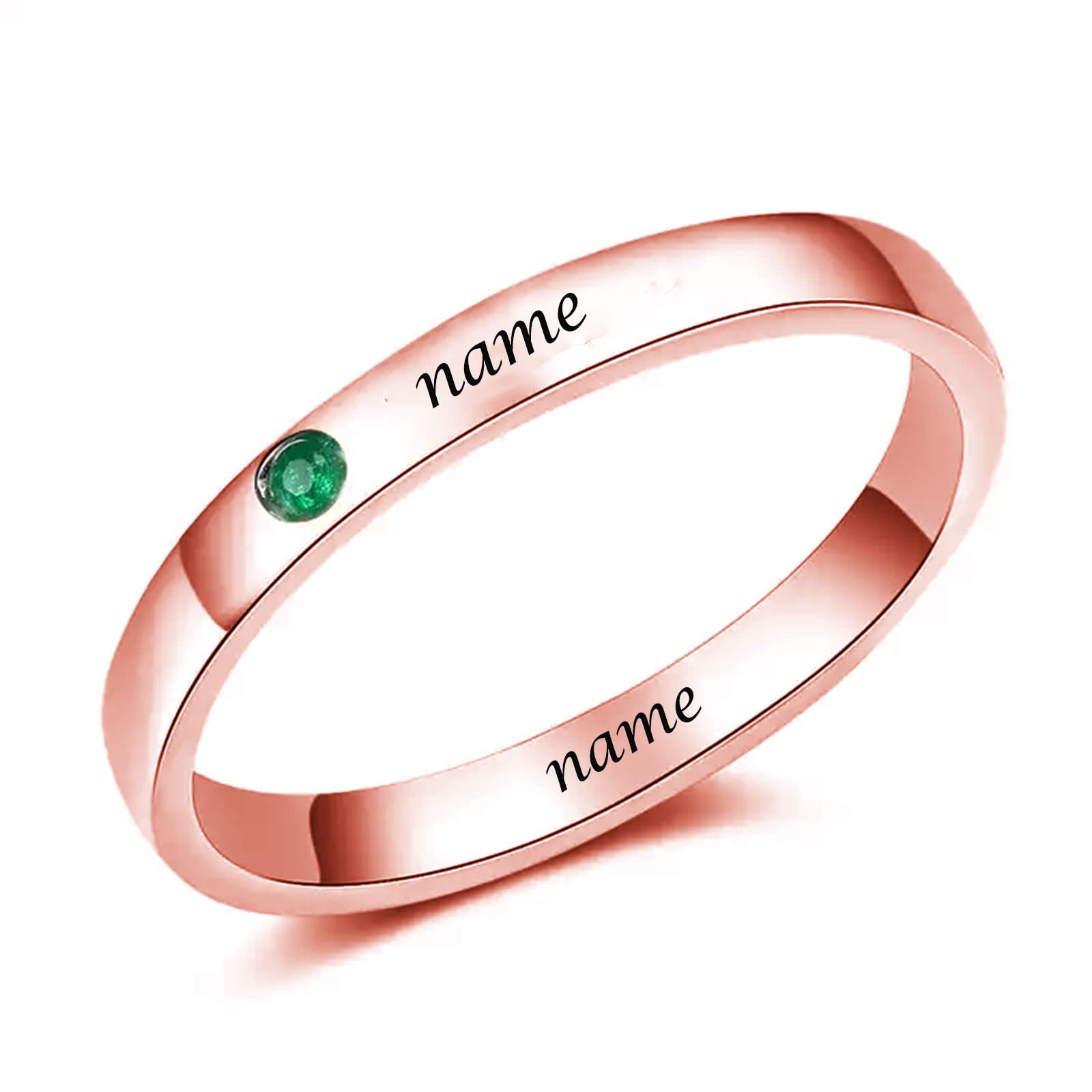 SOULMEET Namensring aus massivem 9 Karat / 14 Karat Gold mit Geburtsstein, personalisierbar, Geschenk für Frauen, Muttertag, Geburtstag, Metall, Zirkonia