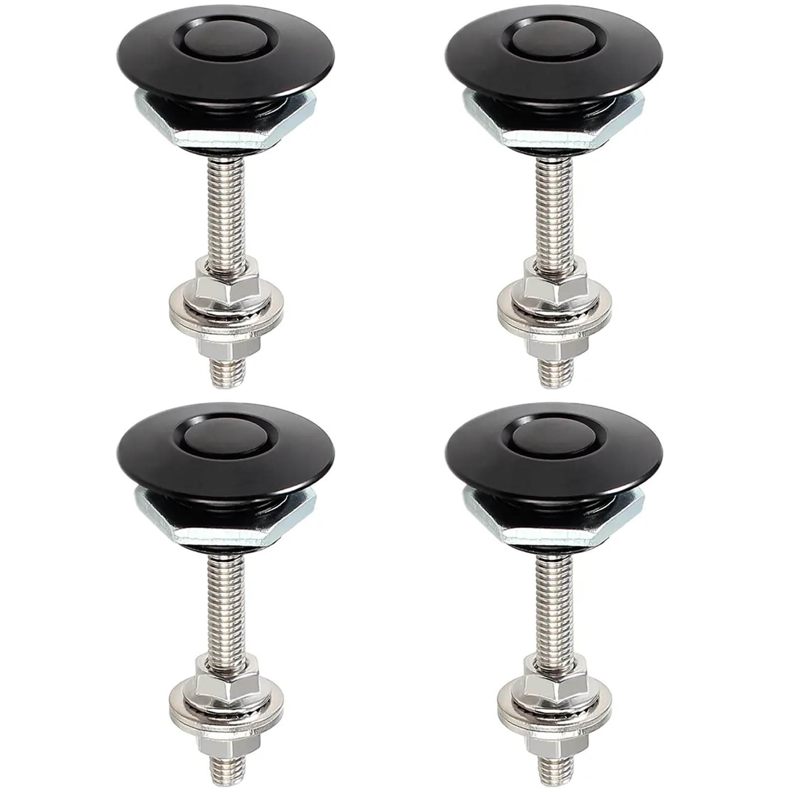 Anhoer 4 pezzi paraurti chiusura a sgancio rapido universale in alluminio per cofano auto perni cofano paraurti cofano perni 30mm rilascio pulsante di blocco kit clip cofano chiusura rapida targa clip