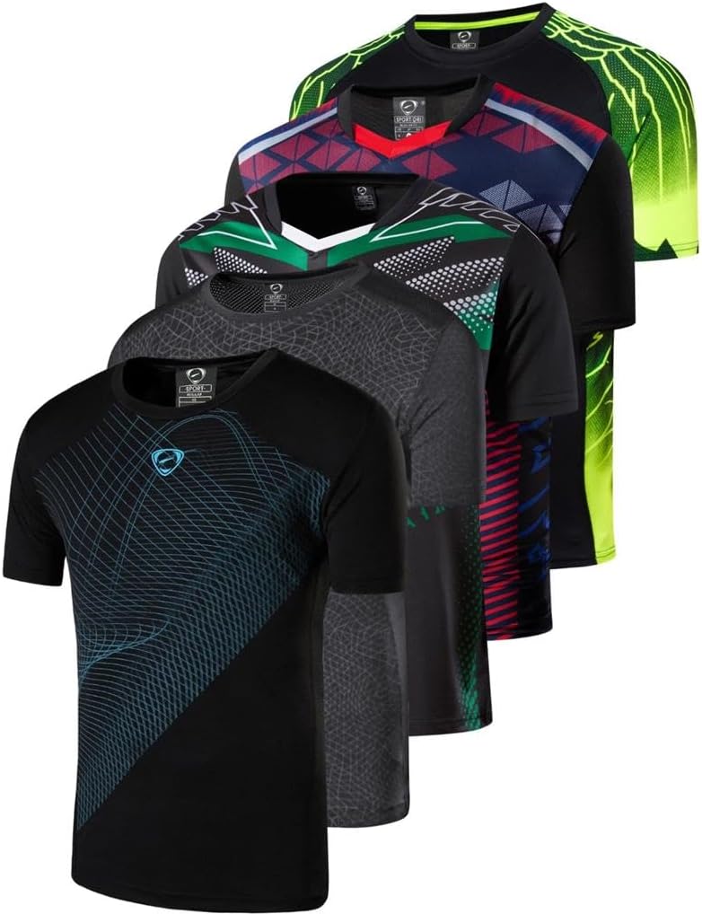 5 Pack Men's Active Quick Dry T-Shirt Athletic Running Gym Workout Sport Tee Shirt Tshirt Golf Tennis Tops LSL133_5Pack
