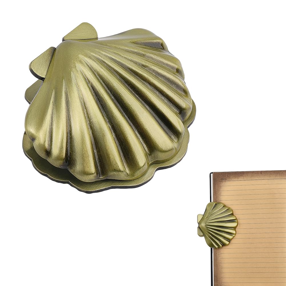 FINGERINSPIRE Vintage Shell Journal Clips 70x80x28mm Shell Shape Book Clips Antique Bronze Retro Style Journal Clip Alloy Page Holder Decorative Accessory for Diary and Planner Decoration