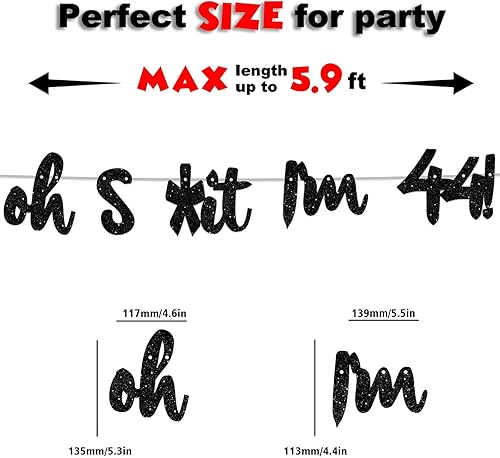 Miniatura 9 de Oh I'm 46! - Fondo de pancarta con purpurina negra de Hallo de cuarenta y seis saludos a 46 años de edad, decoración temática para hombre y mujer,