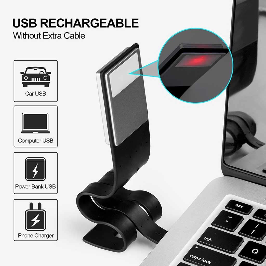 Lámpara de Escritorio Luz del libro clip de lectura lámpara de luz LED recargable USB flexible for lectores de libros electrónicos Kindle libro de la cama Lámpara de lectura para Lectura ( Color : A )