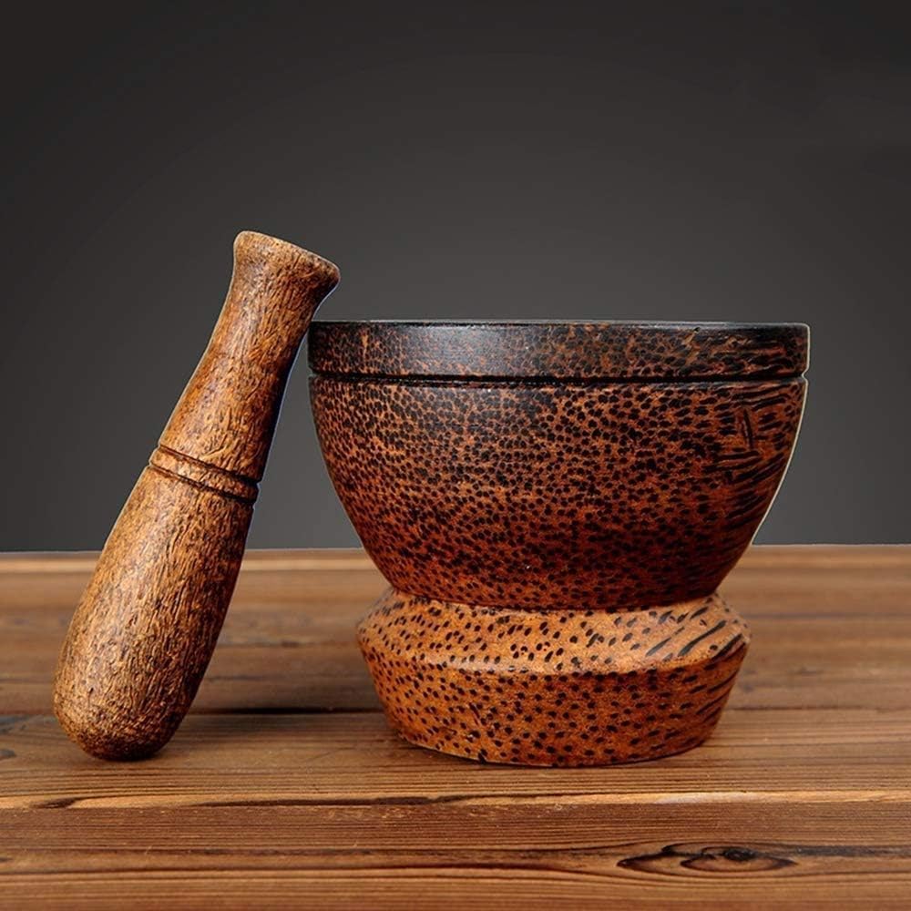 Mörser- und Stößel-Set aus Massivholz mit Deckel, Löffel im Lieferumfang enthalten – einfach zu verwenden und zu reinigen, perfekt zum Mahlen von Pfeffer, Knoblauch, Kräutern und Gewürzen