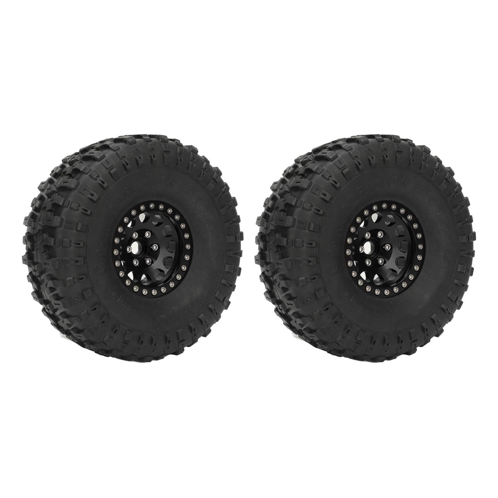 Pneumatici in gomma crawler rc cerchi in lega pesante da 1,9 pollici pneumatici ad alte presa per le prestazioni per SCX10 1/10 RBX10 in lega in lega di alluminio durevole 4pc (Nero)