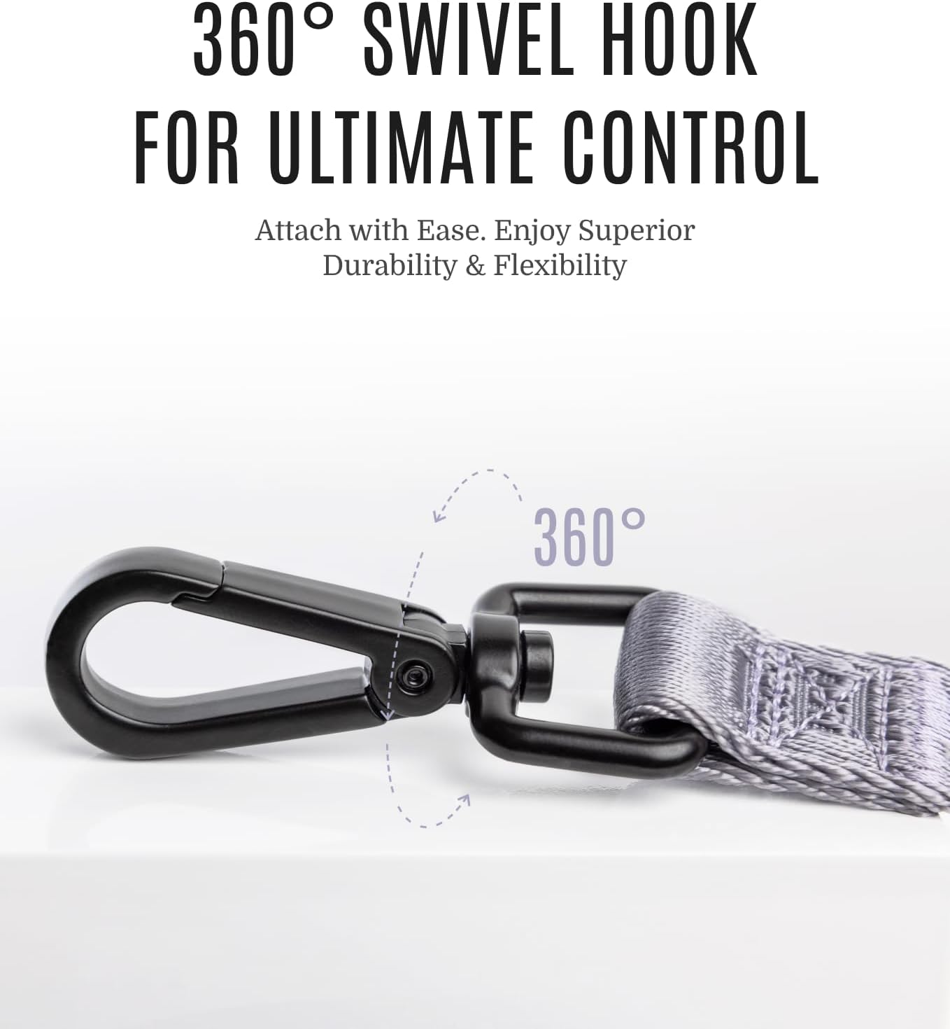 Fei & Eve Classic Dog Leash - 6FT, Dual Padded Handles, 360° Swivel Hook, Heavy Duty 210D Nylon - No-Pull Design with Traffic Control Handle - for Small/Medium/Large Dogs, Gray