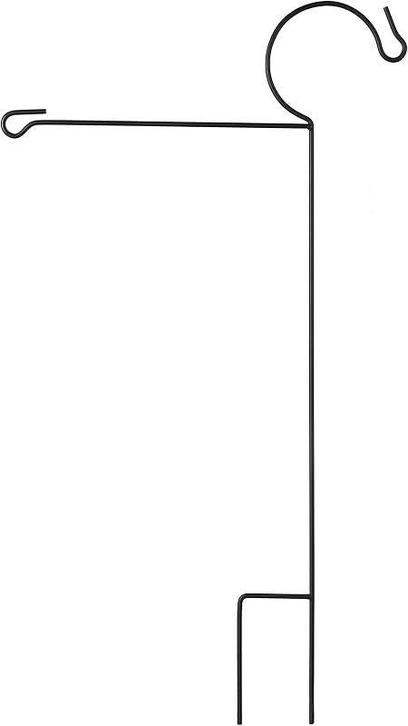 Evergreen Flag Black Iron Garden Flag Stand with Shepherd’s Hook - 19”W x 33.5”H