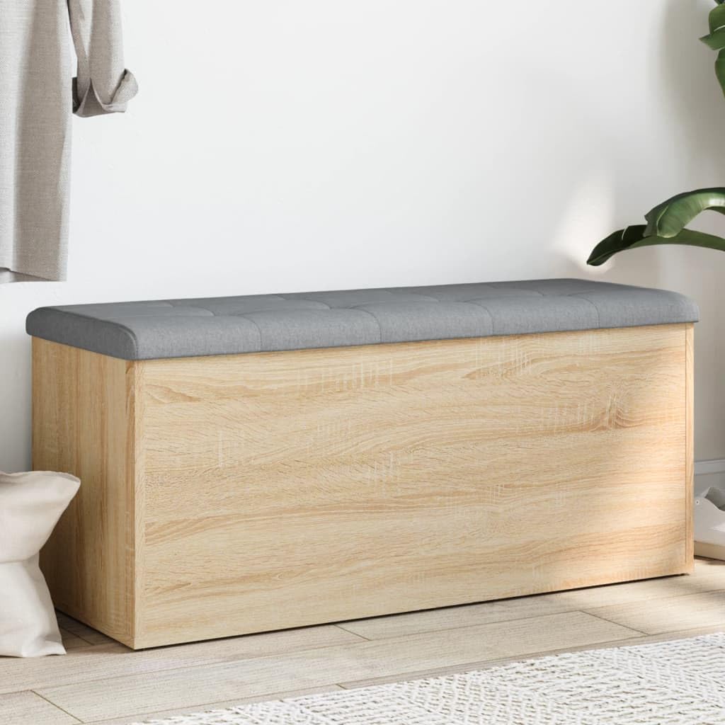 Banco con almacenaje Madera ingeniería Roble Sonoma 102x42x45cm