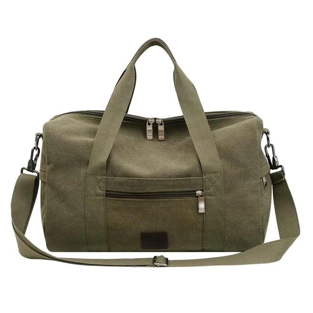 Reisetasche Sporttasche Herren Retro Einfache Handtasche Schultergepäck Reise Canvas Tasche für Männer Frauen(Grün,44x19x26cm)