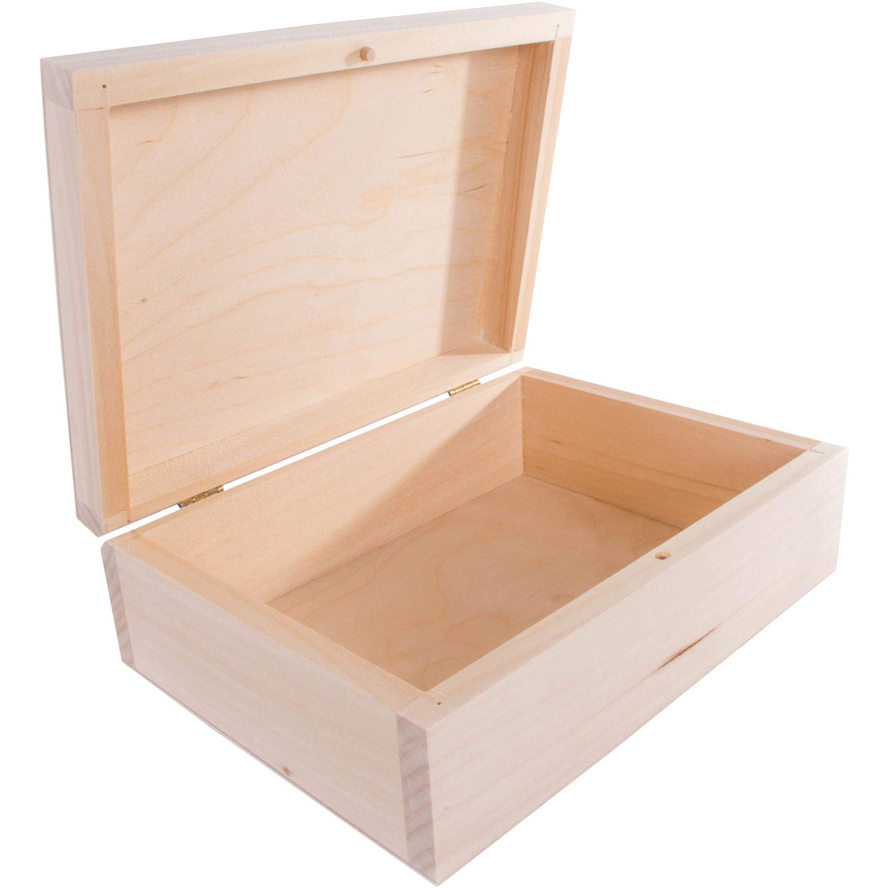Woodeedoo Natural Rectangular Wooden Box With Lid & Bolt Closure | 20 X 15 X 6.5 Cm | Gadgets Trinket Keepsake Memory Jewellery Gift Craft Storage Box | Unpainted & Untreated Plain Linden