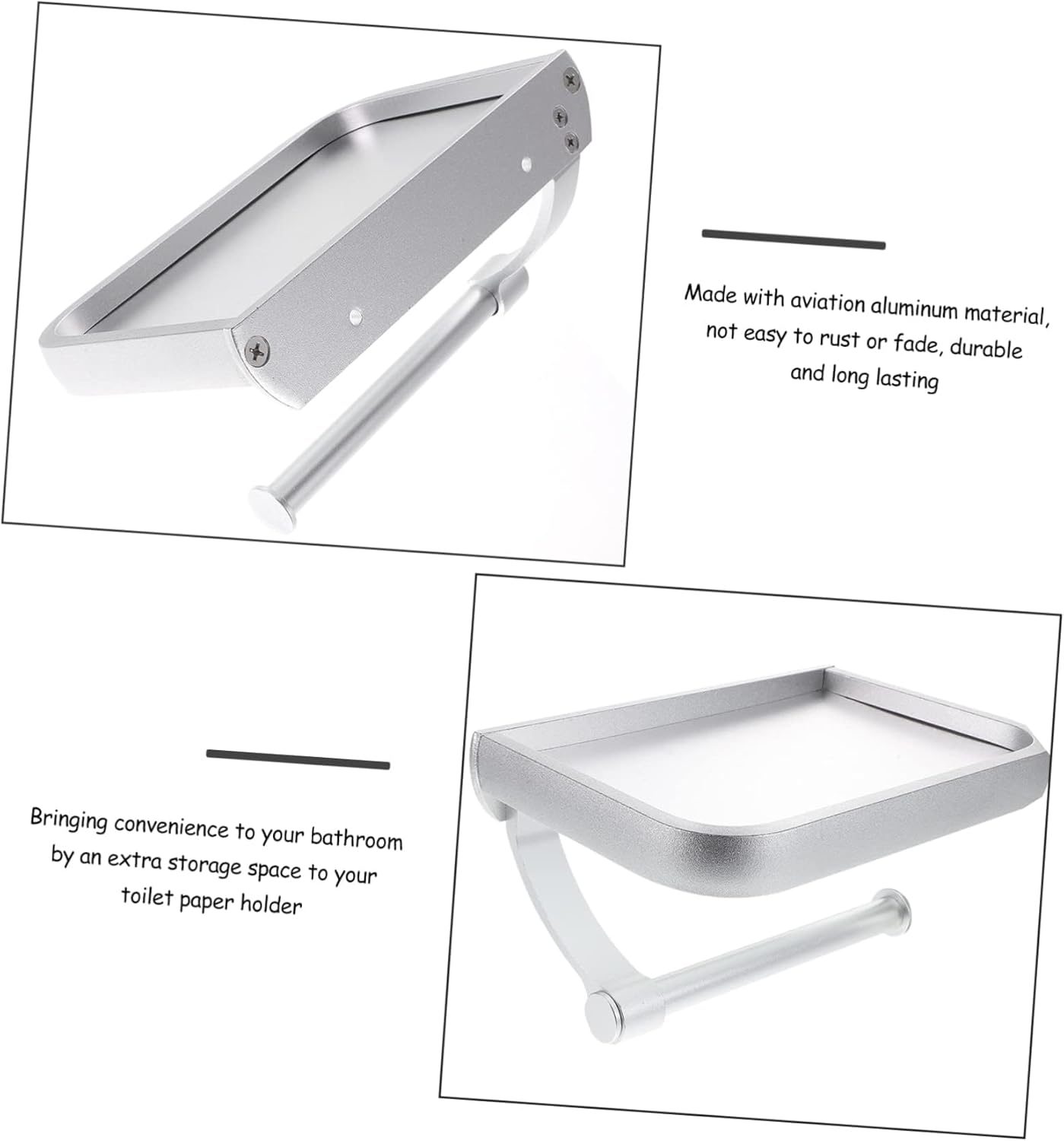 Stainless Steel Wall - Mount Toilet Paper Holder with Shelf, for Bathroom and RV Organization