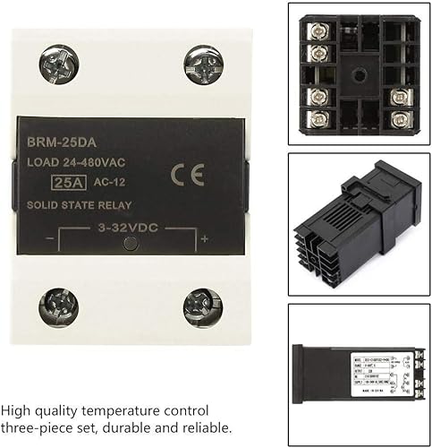 Miniatura 8 de REX-C100 PID Kit de controlador de temperatura con SSR y termopar controlador de termostato digital 0400 + 25A SSR + termopar tipo M6 K de 3.3 ft
