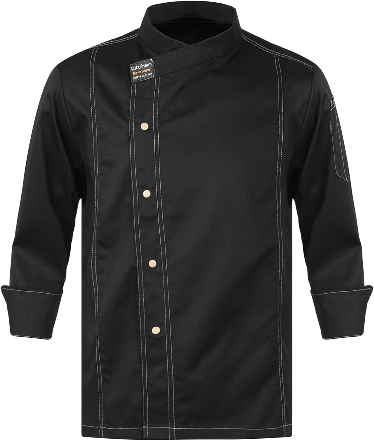 XUNZOO Men Women Chef Coat Long Sleeve Button Chef Jacket Hotel Restaurant Kitchen Canteen Work Uniform