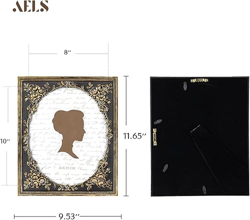 Miniatura 2 de AELS Marco de fotos negro vintage de 8 x 10 pulgadas, elegantes marcos de fotos antiguos con parte frontal de cristal, pantalla de fotos, colgar en