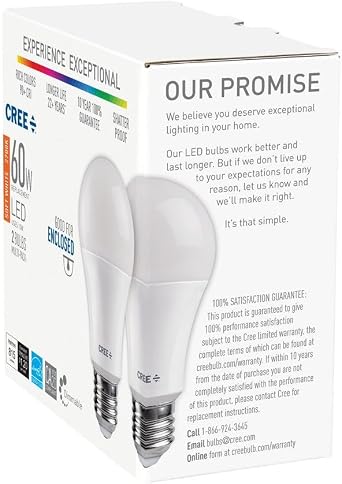 Cree 8-Pack LED 60W Replacement A19 Soft White (2700K) Dimmable Light Bulb