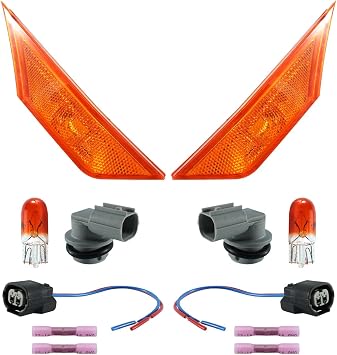 Reflector Side Marker Light Assembly Pair Driver and Passenger Fit for Honda Civic 2016-2021 Replace HO2550127 HO2551127 33304-TET-H01