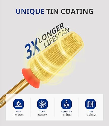Miniatura 9 de AIRSEE Broca de carburo de tungsteno 5 en 1 para uñas acrílicas, lima eléctrica Efile, punta de cabeza para manicura, pulido rápido, quitar gel,