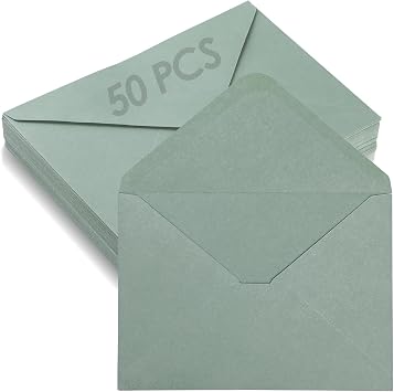 GeeRic 50 Pack Kraft Envelopes Self-Sealing Size 185x131mm, A7 Greeting Card Mailing Envelopes for Invitations Wedding Announcements Sage Green