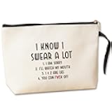 Jztco Funny Makeup Bag for Women Men Sarcasm Sarcastic Humor Novelty Makeup Bag for Women Her Him Office Birthday Gift for Boss Coworkers Employee Friends I KNOW I SWEAR A LOT