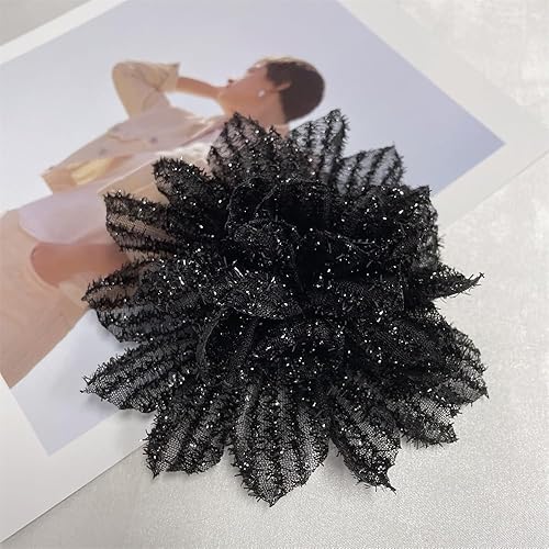 Miniatura 3 de Delicada tela de malla con flores grandes y grandes, broches de solapa delicados, elegantes, vintage, flores de seda, broche para mujeres, boda,