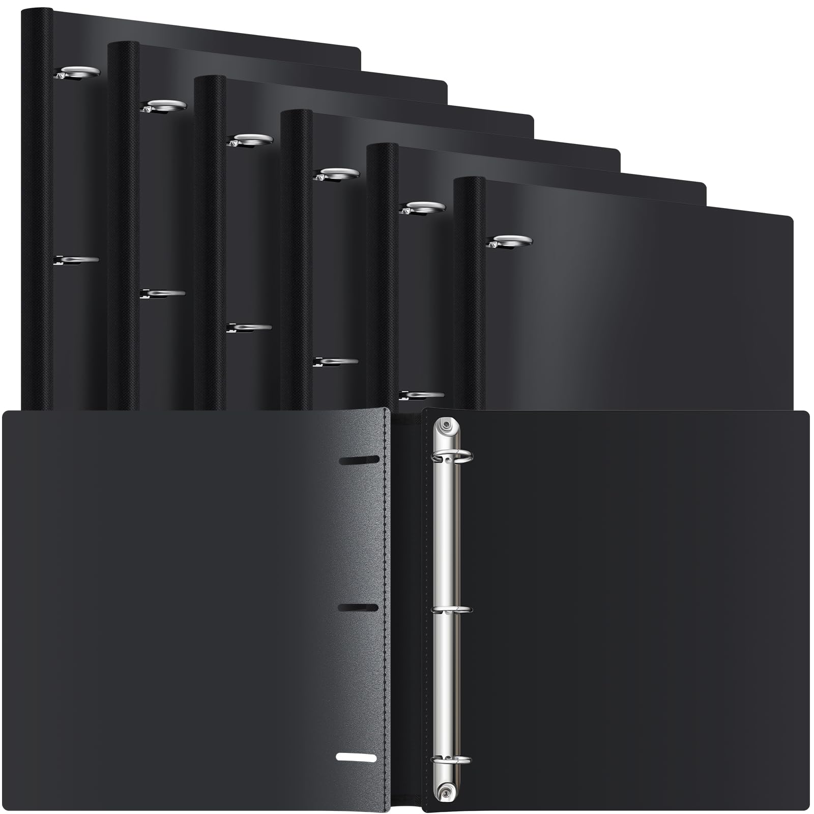 12 Pack 1-Inch 3-Ring Binders - Black Flexible View Cover Binders For Office & School