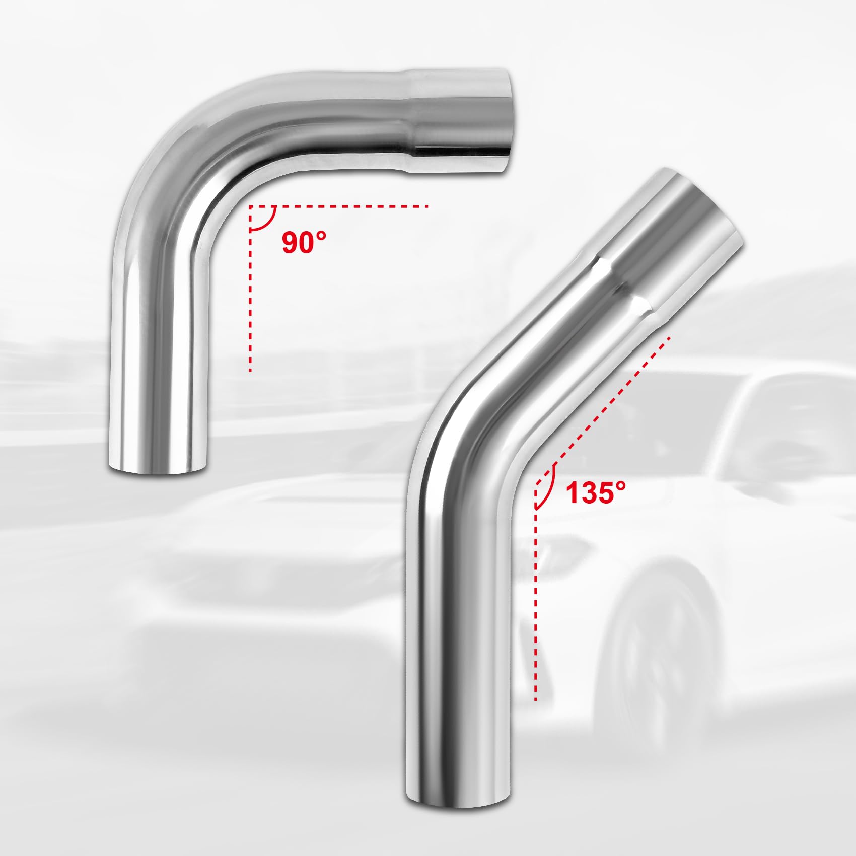 76.2 mm (3 Zoll) Auspuffrohr-Set, Universalrohre für die Eigenmontage, Anschlüsse für Sonderanfertigungen, Metallrohre, 8-teiliges Set, Edelstahl (3 Zoll, 8 Stück)
