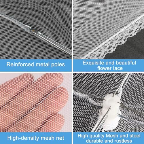 Omont Mesh Food Covers for Outside: 3 Pack 17\"x17\" Large Pop-Up Food Tents Umbrella Net for Outdoors, Picnic, Screen, BBQ,Reusable and Collapsible
