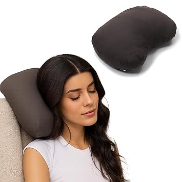 Lifelong Polyester Travel Pillow for Airplane, Car, Train & Camping, Ergonomic Pillow & Travel Pillow Small - Travel Neck Pillow & Neck Pillow for Sleeping - Grey - image, photos