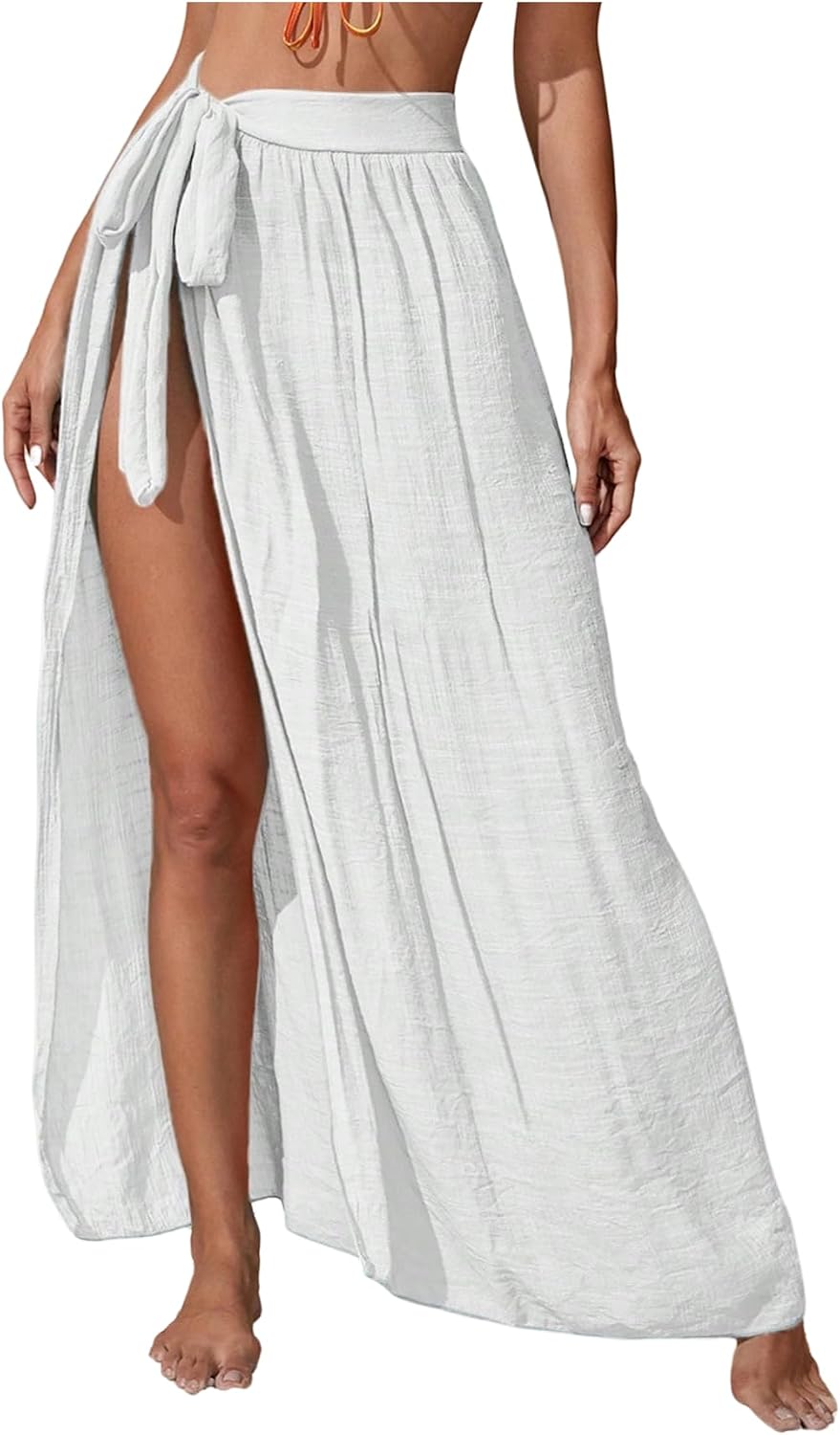 GORGLITTER Women's Tie Beach Skirt Cover Up Wrap Skirt Sarong Swimwear Long Swimsuit Coverup