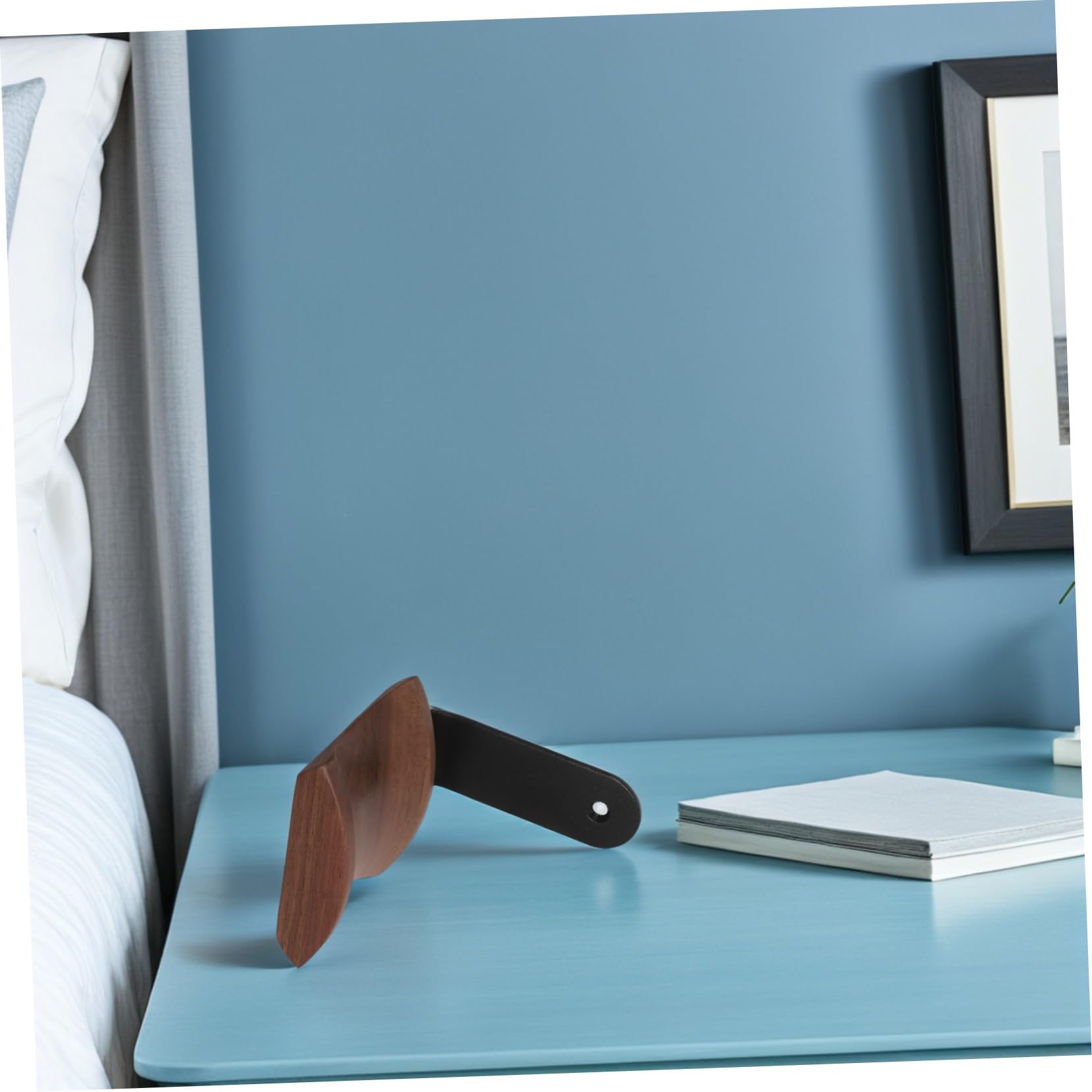 Mikikit Estante para auriculares montados en la pared colgador de auriculares gancho para colgar para colgar en la pared de madera Marrón claro