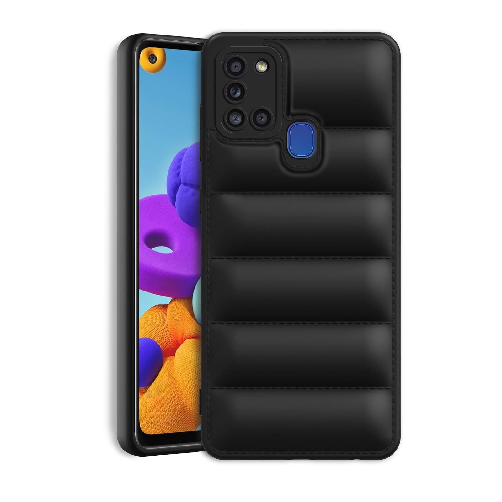 Solimo Rubber Puffer Case Camera Protection Soft Back Cover for Samsung Galaxy A21S-Black (B0CV566GG4) Amazon Price History, Amazon Price Tracker