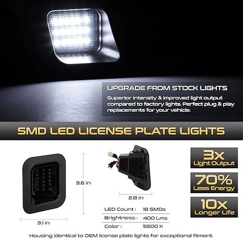 Miniatura 2 de VIPMOTOZ Luz LED completa para placa de matrícula con lente ahumada para 2003-2018, compatible con Dodge RAM 1500 2500 3500, camioneta Pickup, 6000