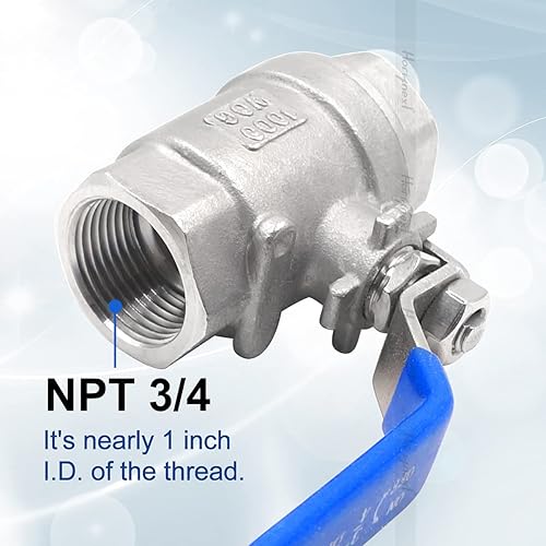 Miniatura 8 de Horiznext Válvula de bola de acero inoxidable NPT de 12 (34 pulgadas de diámetro interior), válvula de cierre bidireccional para grifo de agua a