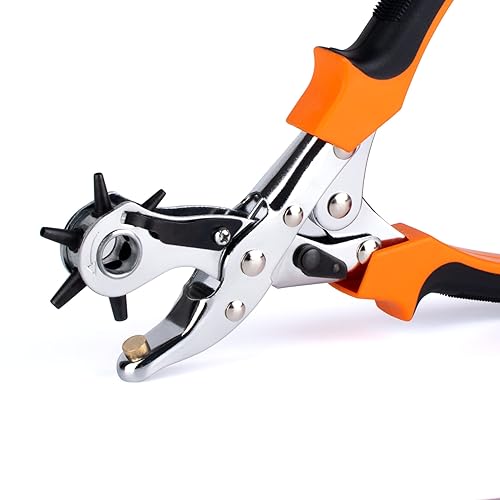 ErrandsHelper Perforadora giratoria de cuero para cinturones artesanía en cuero goma plata