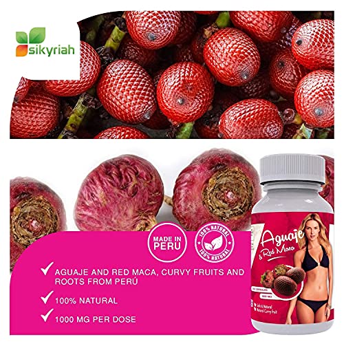 Sikyriah Aguaje And Red Maca Capsules + Acai Berry Supplement & Purple Corn - Natural Curves And Healthy Skin - Resveratrol - Antioxidant And Immune Support - 2 Bottles (200 Capsules) #TOP5