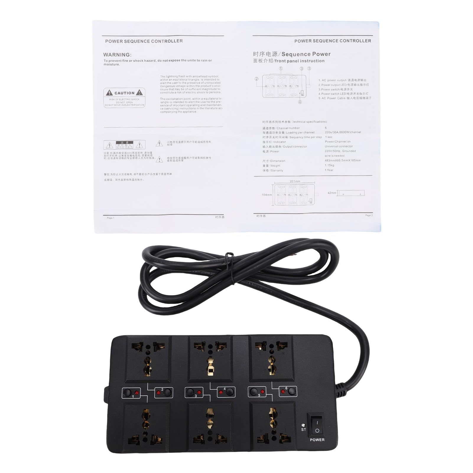 Controlador Secuenciador de Potencia de Metal, Salida, Indicador LED, Toma de 6 Canales, Gestión de Energía para Compatibilidad de Dispositivos