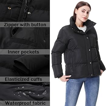 Amazon.com: GIMECEN Women's Winter Coat Full-Zip Down Jacket