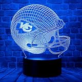 Cute Chiefs Football Helmet 3D Optical Illusion LED Room Decor Table Lamp with Remote 7 Colors Visua