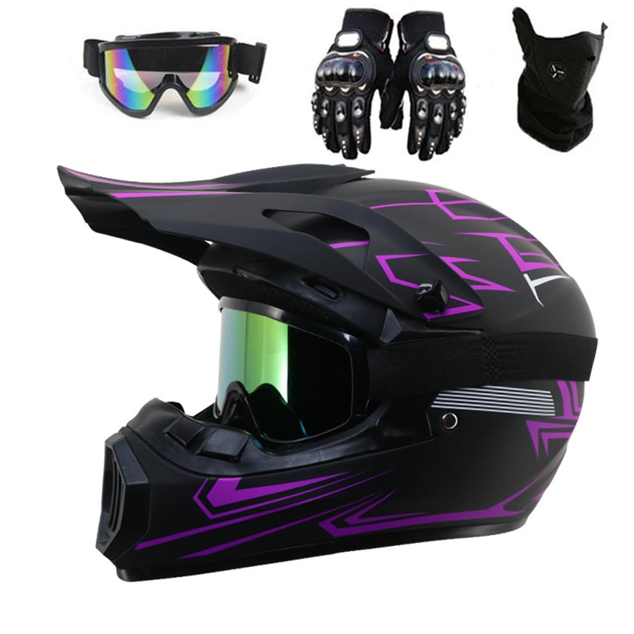 Full Face Motocross Helmet with Goggles Mask Gloves
