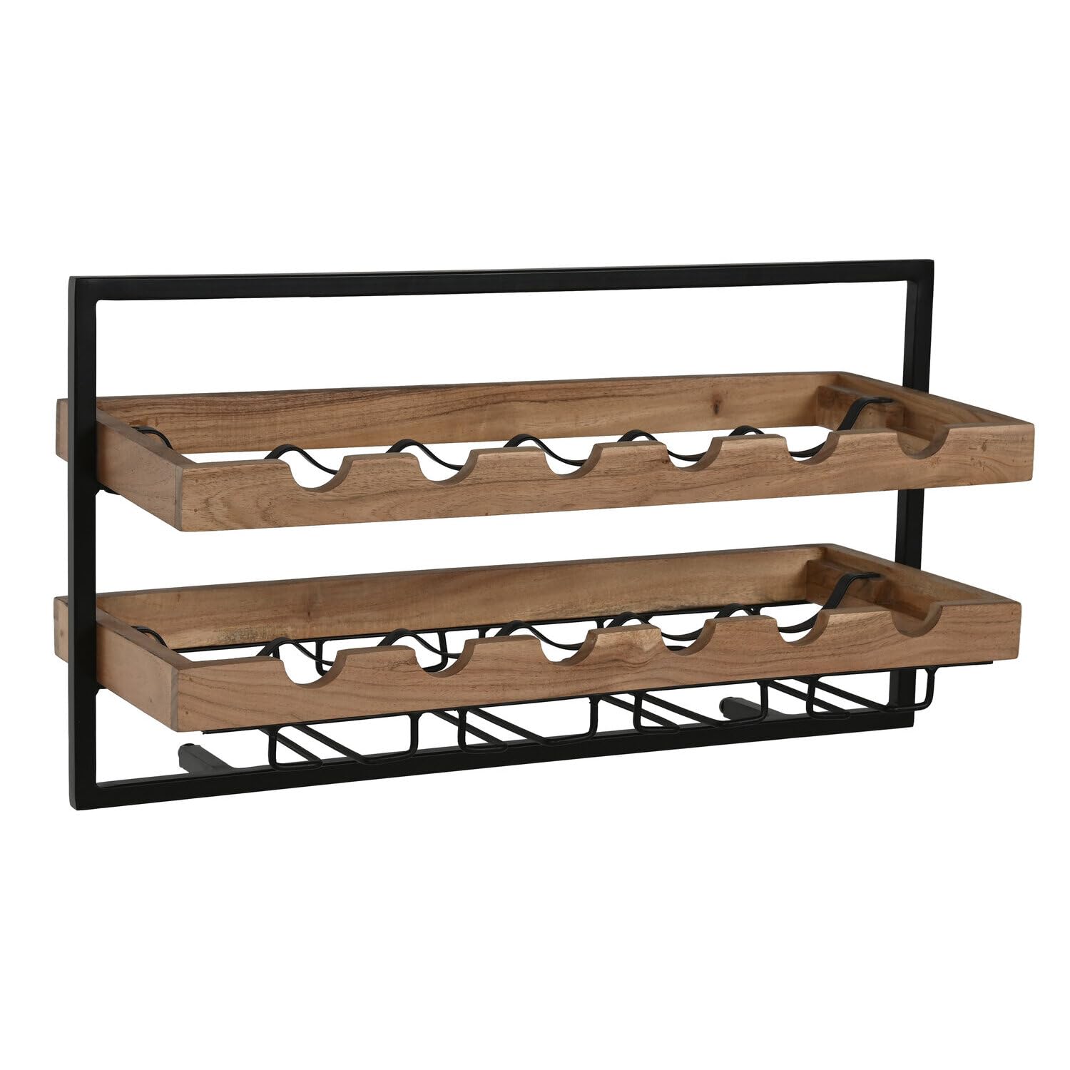 Porte-bouteille en bois d'acacia et métal pour organiser vos crus sans encombrement