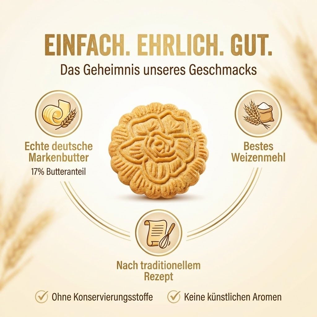 30x Wikana Butterkeks (3,75kg) – Knusprige Butterkekse im Vorratspack – Klassischer Keksgenuss für Kaffee & Pause – Ideal für Familien, Büro & Gastronomie