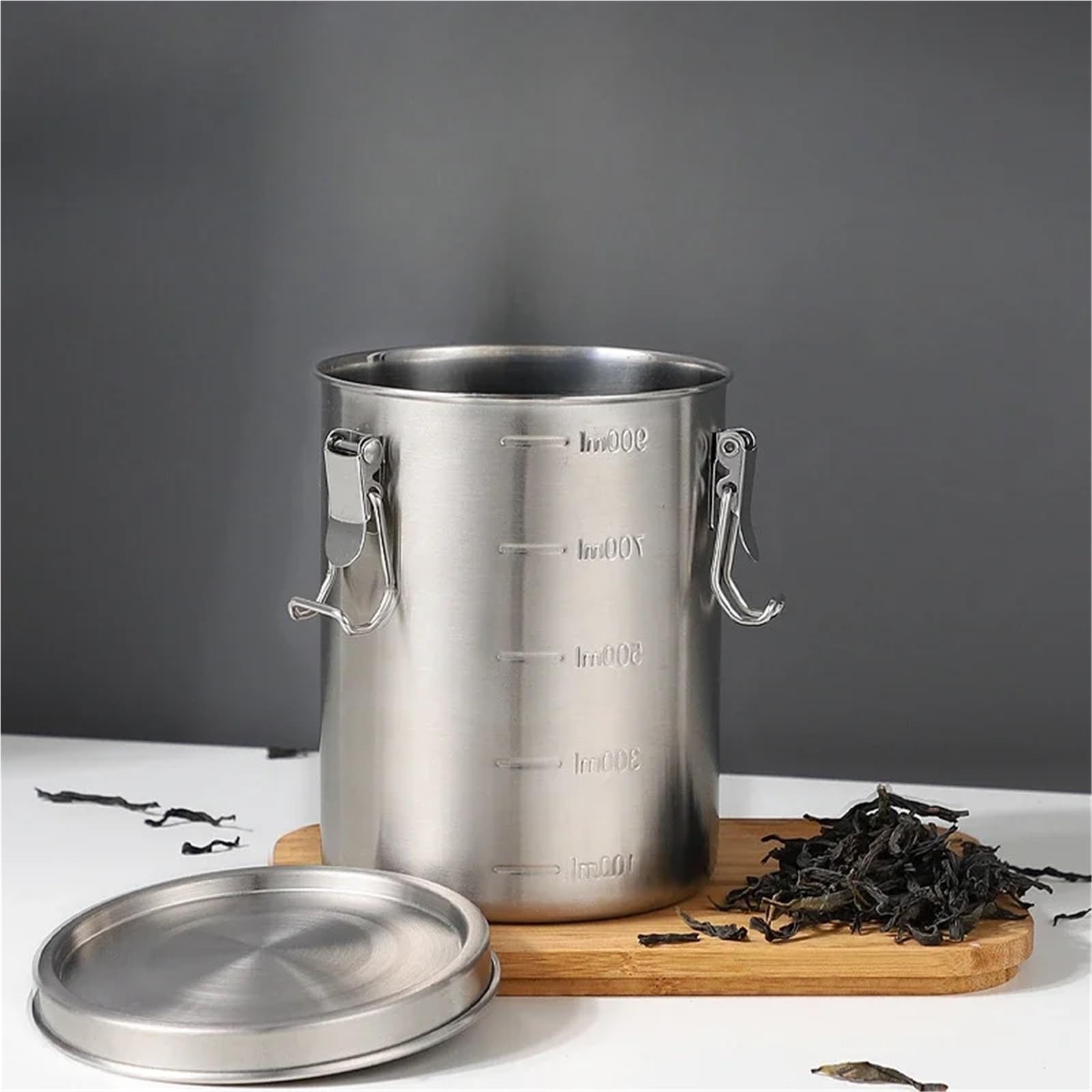 KaffeebohnenbehäLter Aus Edelstahl Körner hermetische Behälter Edelstahl Dichtung versiegelt Container Kaffeebohnen Lagerung luftdicht FüR Kaffeebohnen, Kaffeepulver(1600ml)