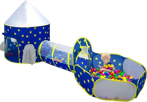 Kids Tent Ball Pool Stylish Childrens Tent Indoor Tent 3-Piece Set of Childrens Tents Toddler Toy Ball House with Tunnel and Basket Net Folding Kids Tent Simple Tent Secret Base Sleep Indoor Play
