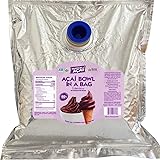 Tropical Acai - Organic ACAI (Liquid Acai Bowl in a Bag - Soft-Serve Machine Mix) Shelf Stable, 80% acai Pulp (Aseptic 2 Liter Bag) 4 Pack (8L Total) Made with Fresh Acai Berries Great for Acai Bowls